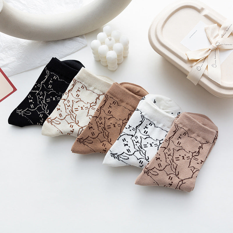 Cozy Cat Patterned Socks for Relaxed Style