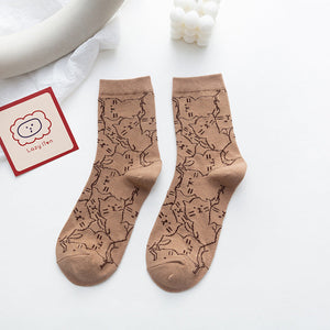 Cozy Cat Patterned Socks for Relaxed Style