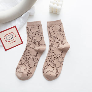Cozy Cat Patterned Socks for Relaxed Style