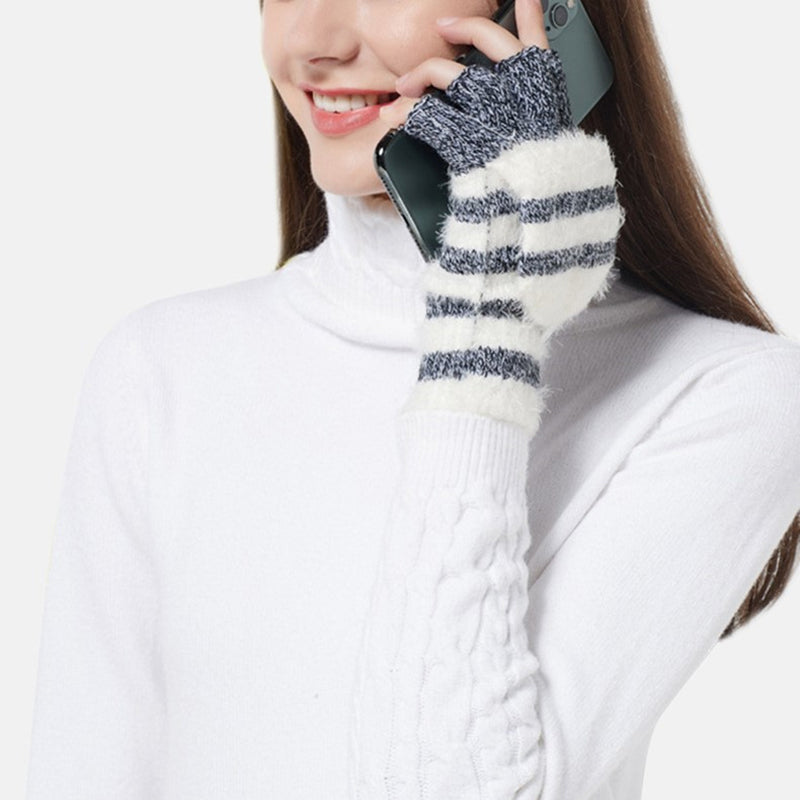 Warm Striped Knitted Gloves for Style and Comfort