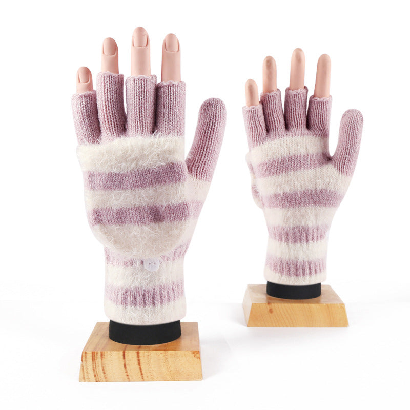 Warm Striped Knitted Gloves for Style and Comfort