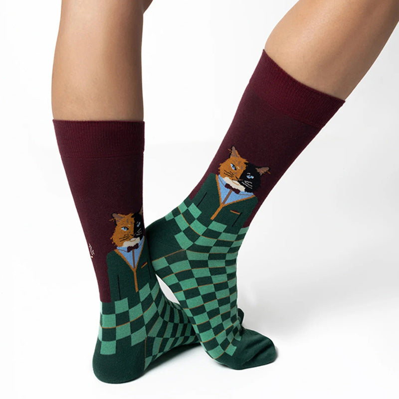 Captivating Cat Print on Creative Socks