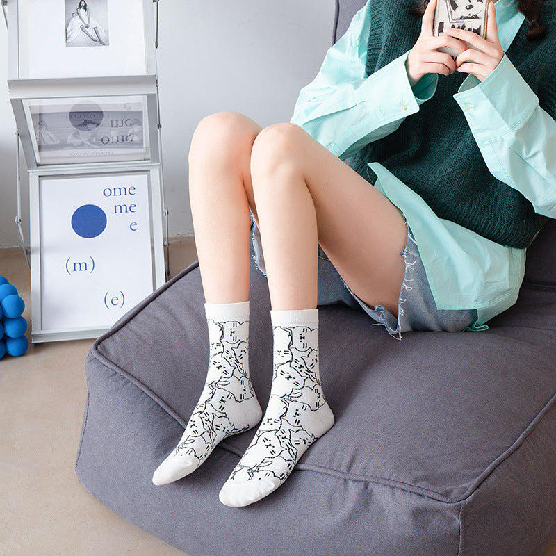 Cozy Cat Patterned Socks for Relaxed Style