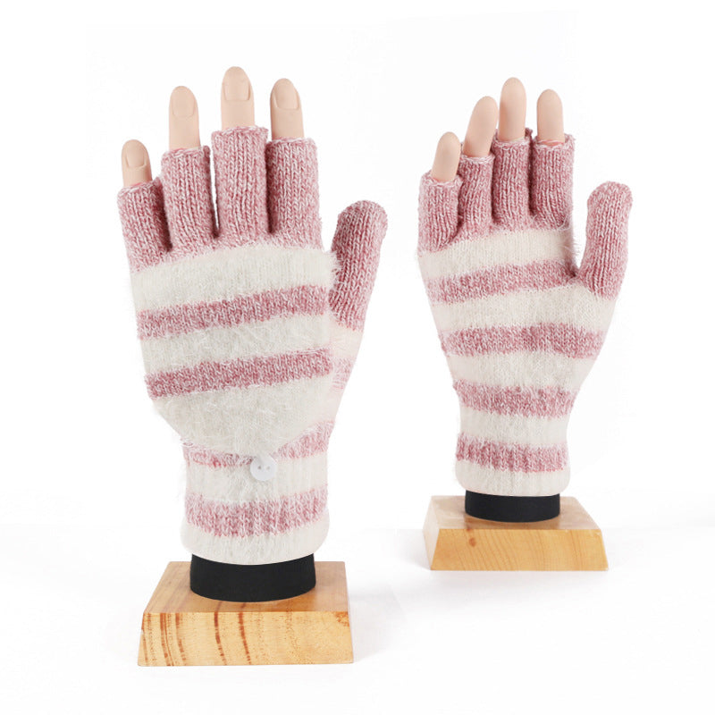 Warm Striped Knitted Gloves for Style and Comfort