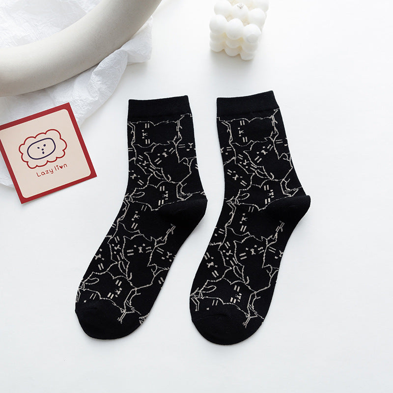 Cozy Cat Patterned Socks for Relaxed Style