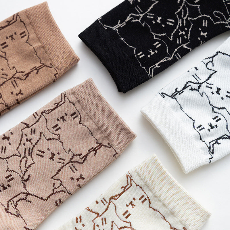 Cozy Cat Patterned Socks for Relaxed Style