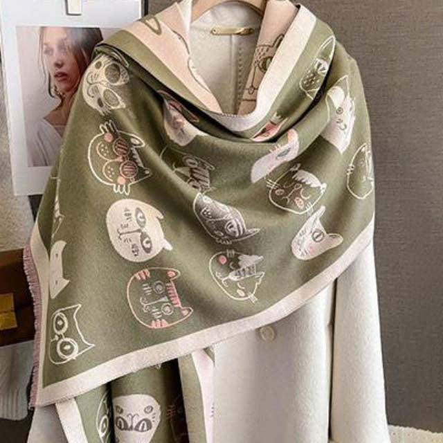 Trendy Cat Print Scarf for a Casual Look