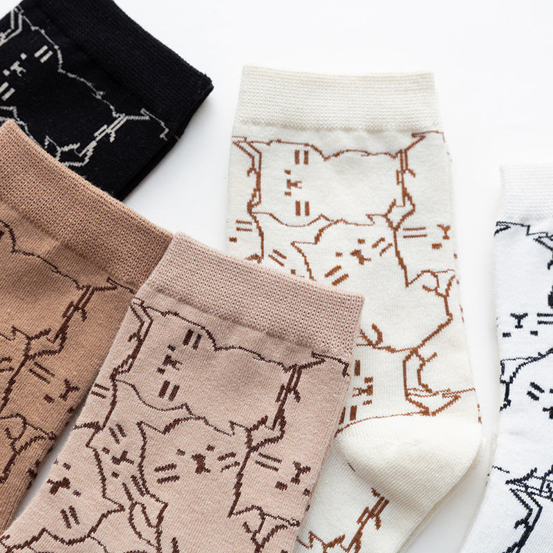 Cozy Cat Patterned Socks for Relaxed Style