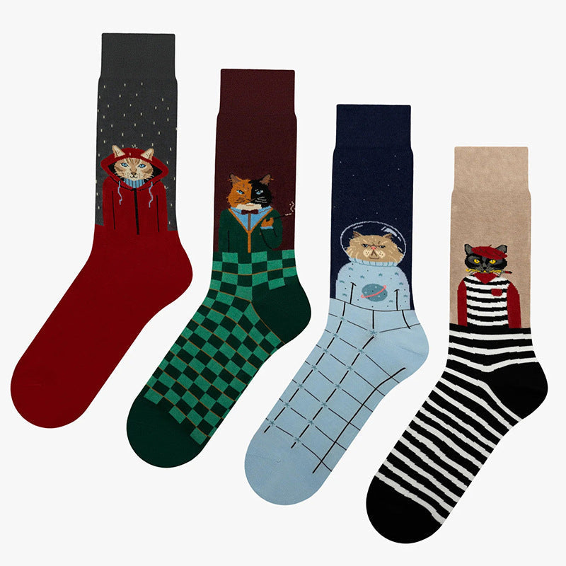 Captivating Cat Print on Creative Socks