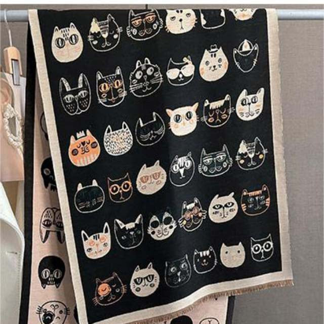 Trendy Cat Print Scarf for a Casual Look