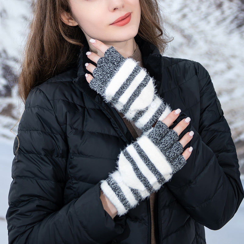Warm Striped Knitted Gloves for Style and Comfort