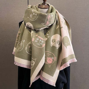 Trendy Cat Print Scarf for a Casual Look
