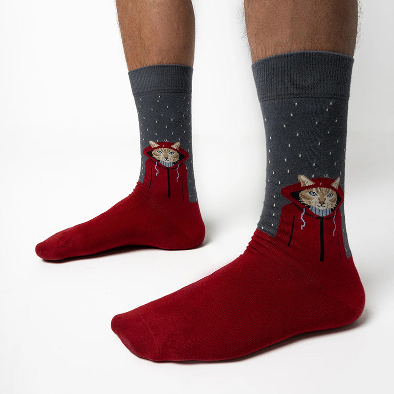 Captivating Cat Print on Creative Socks