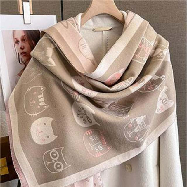 Trendy Cat Print Scarf for a Casual Look