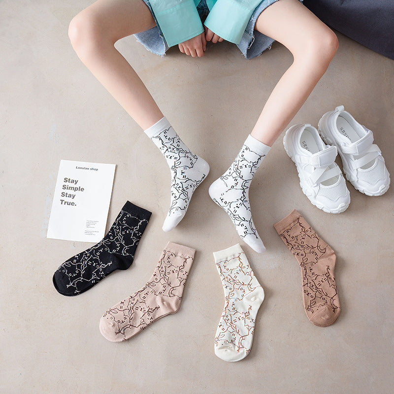Cozy Cat Patterned Socks for Relaxed Style
