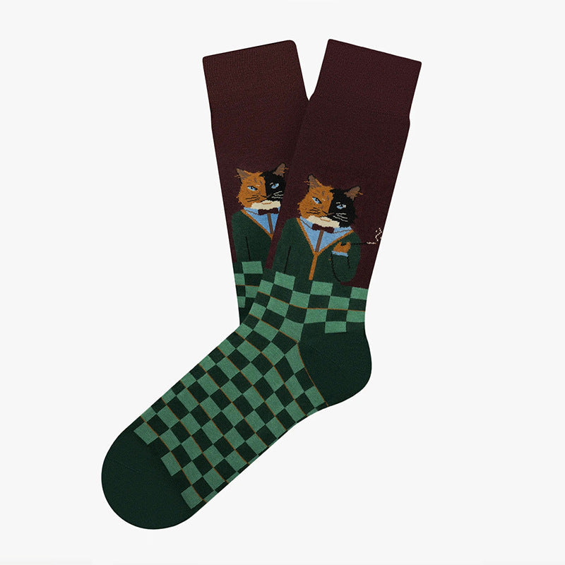 Captivating Cat Print on Creative Socks
