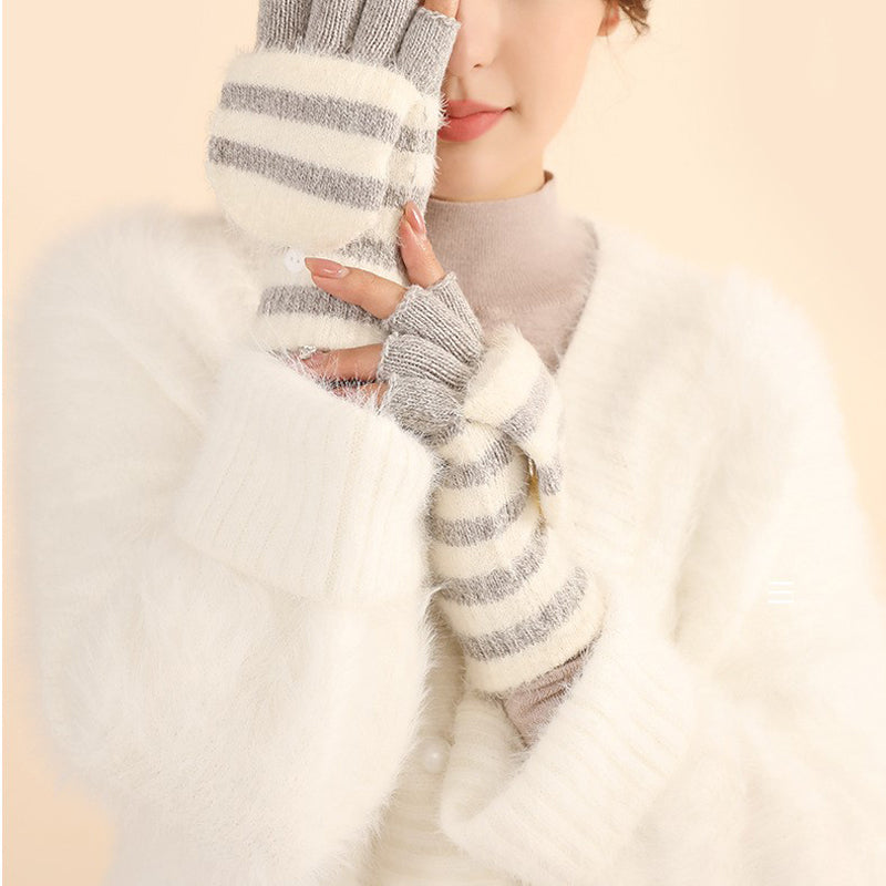Warm Striped Knitted Gloves for Style and Comfort