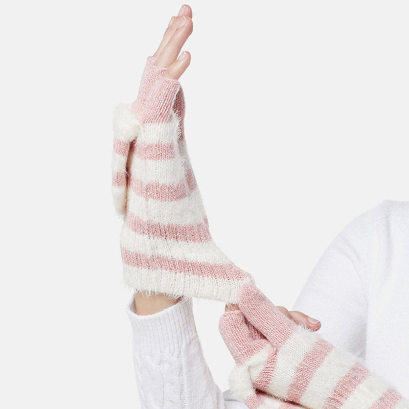 Warm Striped Knitted Gloves for Style and Comfort
