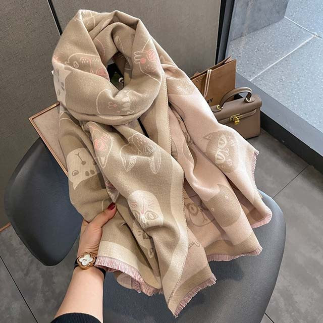 Trendy Cat Print Scarf for a Casual Look