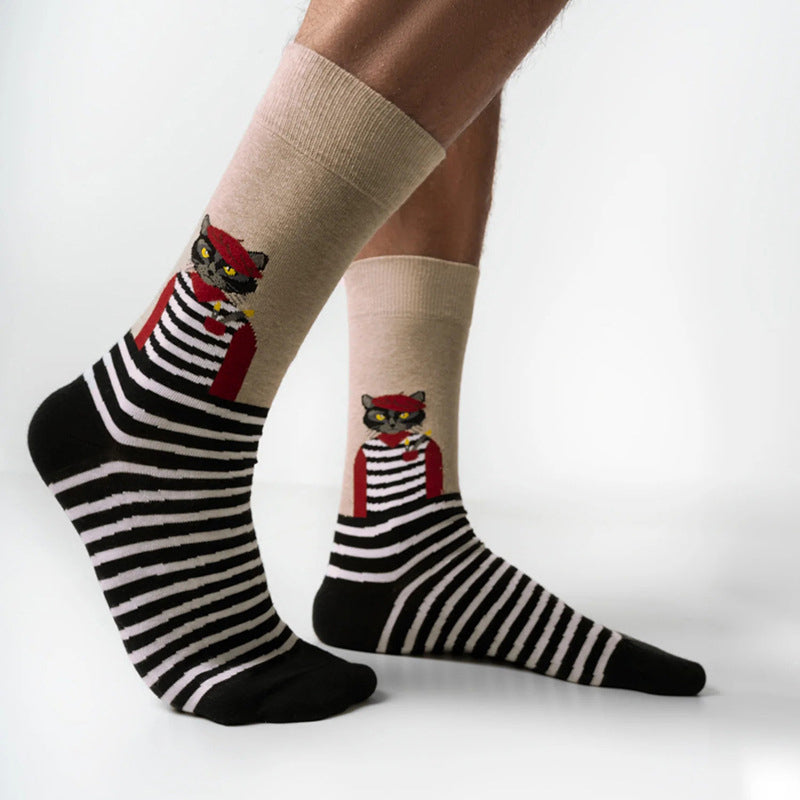 Captivating Cat Print on Creative Socks