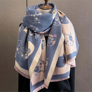 Trendy Cat Print Scarf for a Casual Look