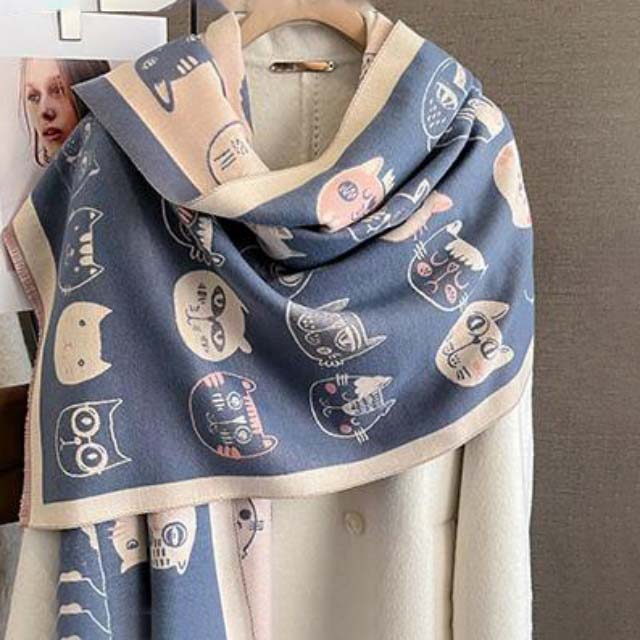 Trendy Cat Print Scarf for a Casual Look