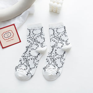 Cozy Cat Patterned Socks for Relaxed Style