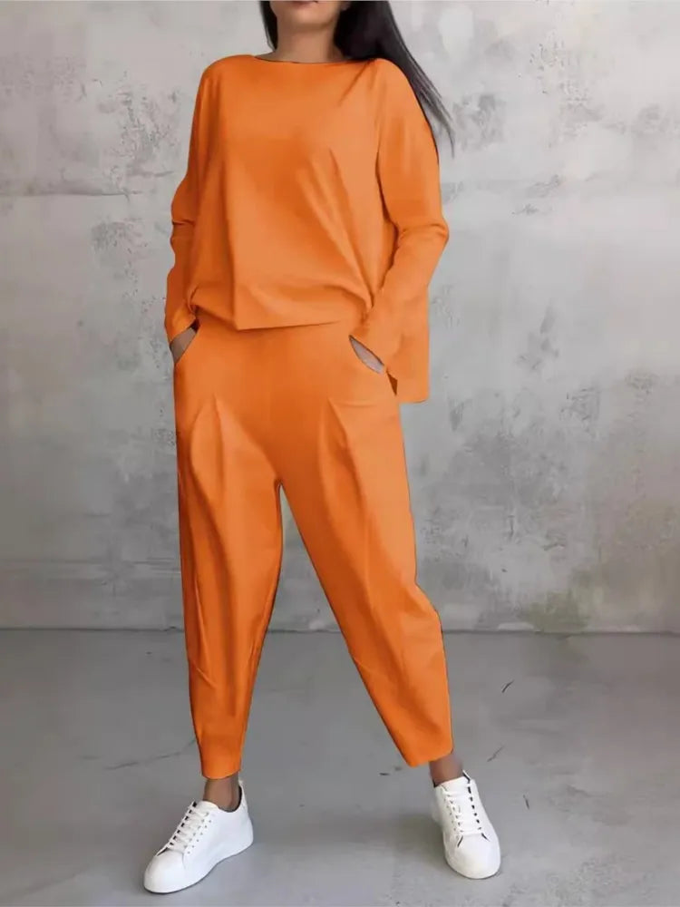 The Christy Long sleeves with round neck & Trousers 2-piece set