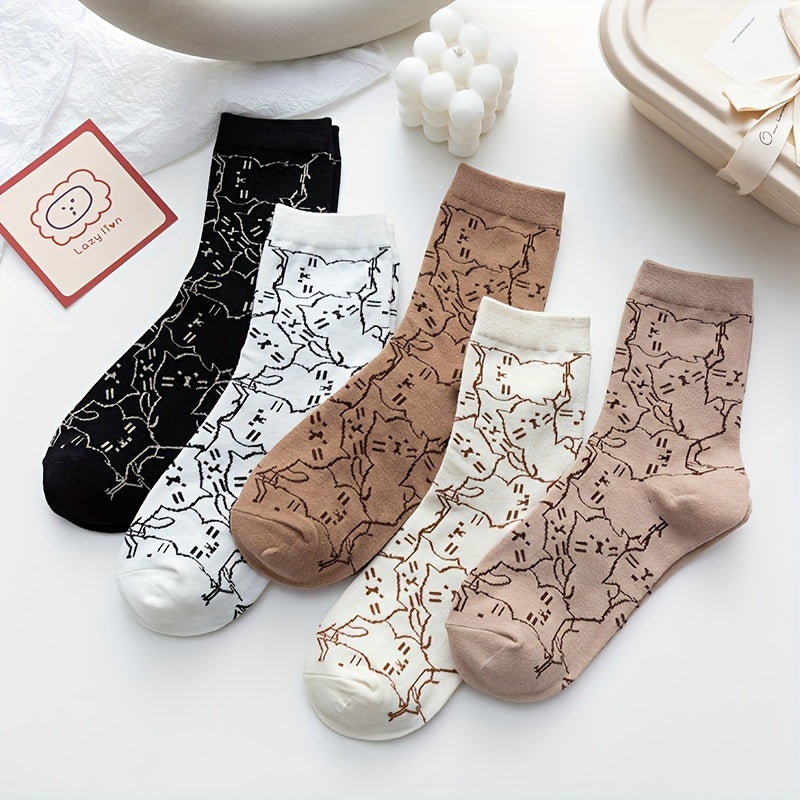 Cozy Cat Patterned Socks for Relaxed Style