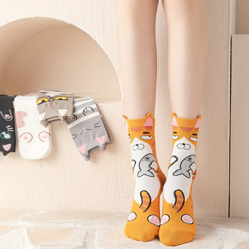 Set of 5 pairs of colorful, cartoon socks for all occasions