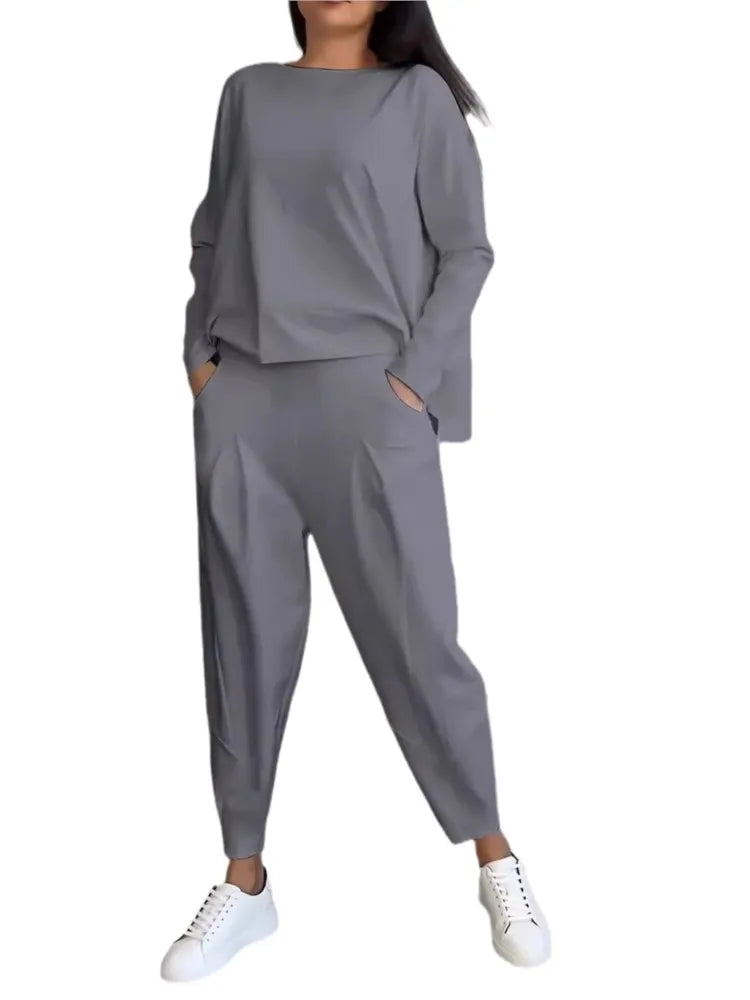 The Christy Long sleeves with round neck & Trousers 2-piece set