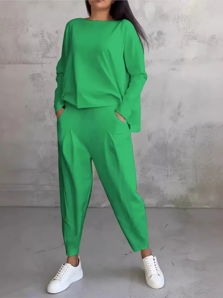 The Christy Long sleeves with round neck & Trousers 2-piece set