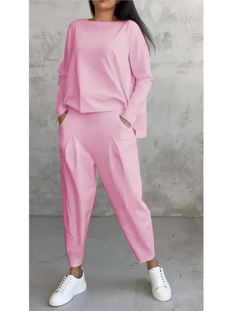 The Christy Long sleeves with round neck & Trousers 2-piece set