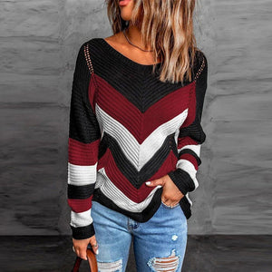 Trendy Striped Patchwork Sweater for Casual Style