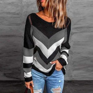 Trendy Striped Patchwork Sweater for Casual Style