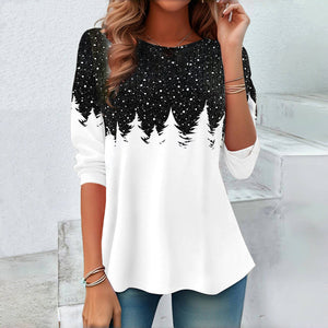 Stylish Long Sleeve T-Shirt with Trendy Color Block
