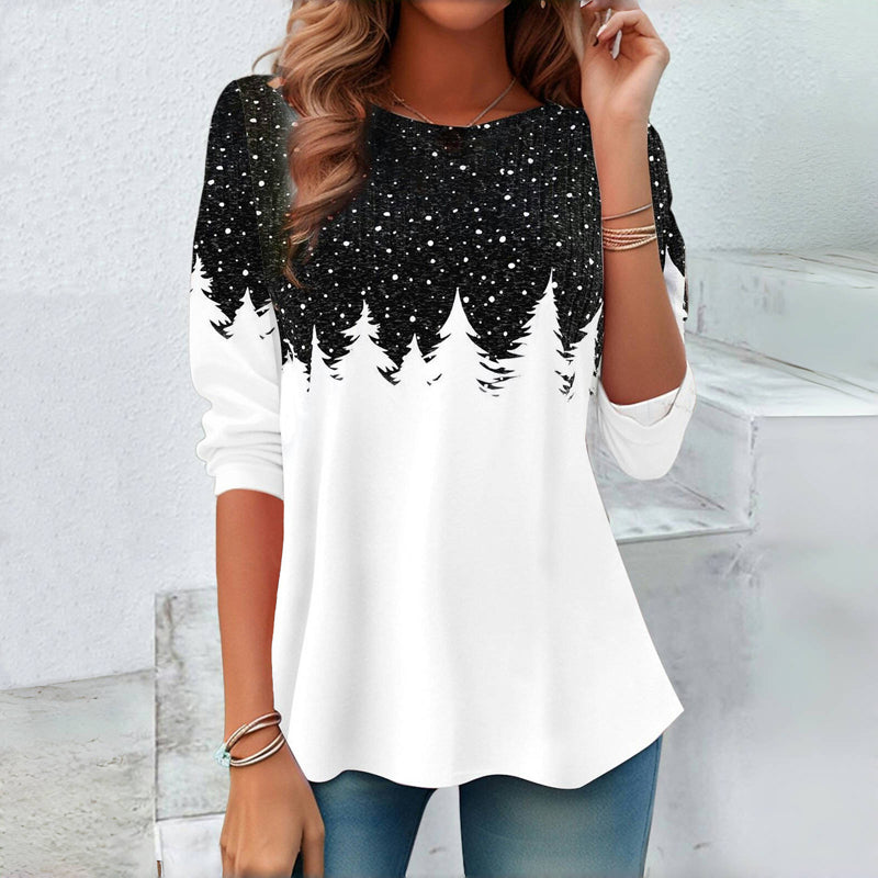 Stylish Long Sleeve T-Shirt with Trendy Color Block
