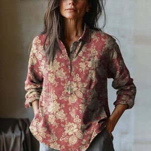 Chic Vintage Blouse with Floral Print