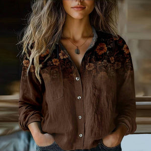 Retro Floral Print Blouse