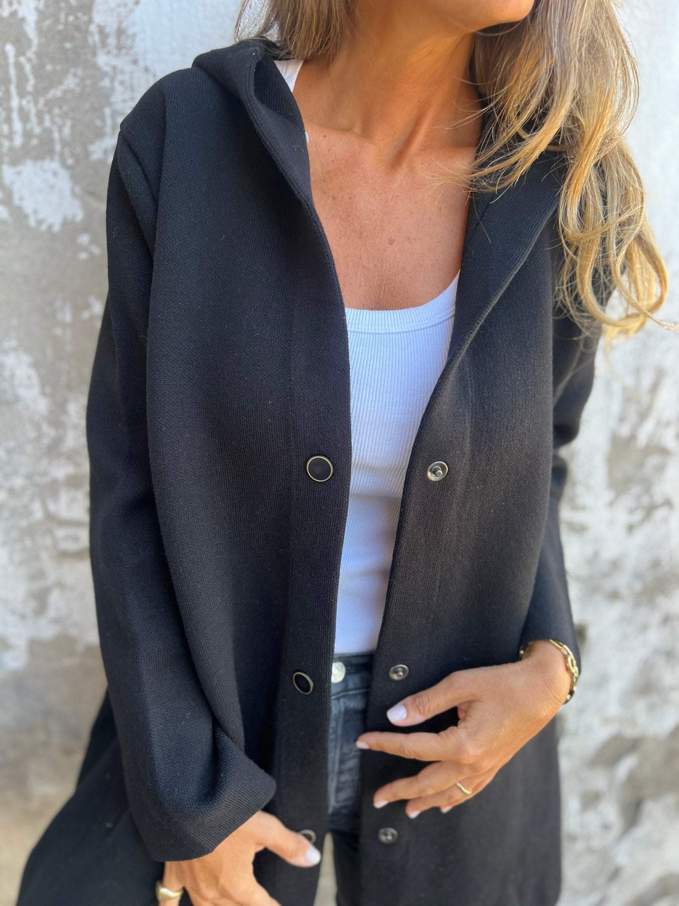 Gabe | Cardigan with Buttons and Hood