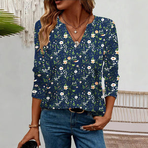 Chic Floral Print Casual T-Shirt
