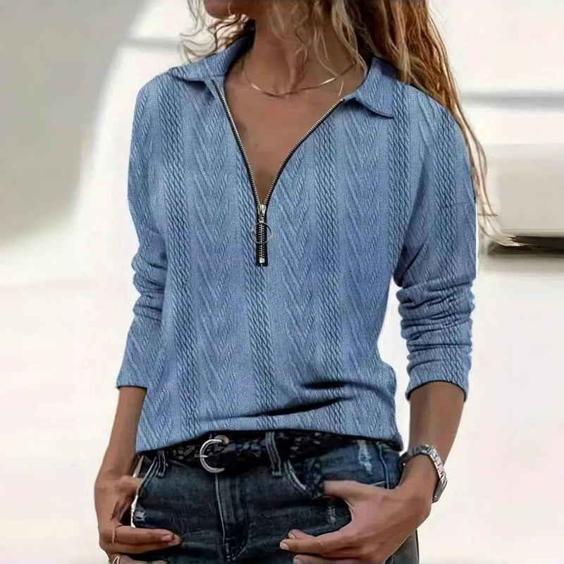 Sleek Solid Color Casual Blouse for Relaxed Elegance