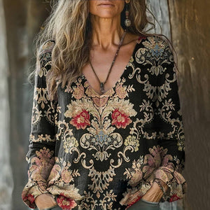 Retro T-Shirt with Unique Ethnic Pattern