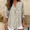 Floral Patterned Retro Blouse with Charm