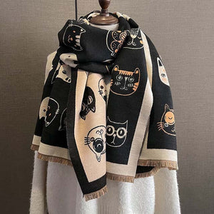 Trendy Cat Print Scarf for a Casual Look