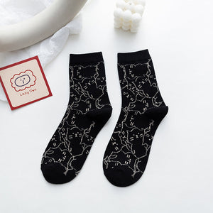Cozy Cat Patterned Socks for Relaxed Style
