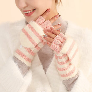 Warm Striped Knitted Gloves for Style and Comfort