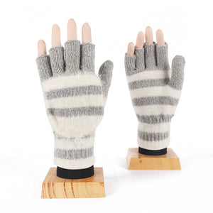 Warm Striped Knitted Gloves for Style and Comfort